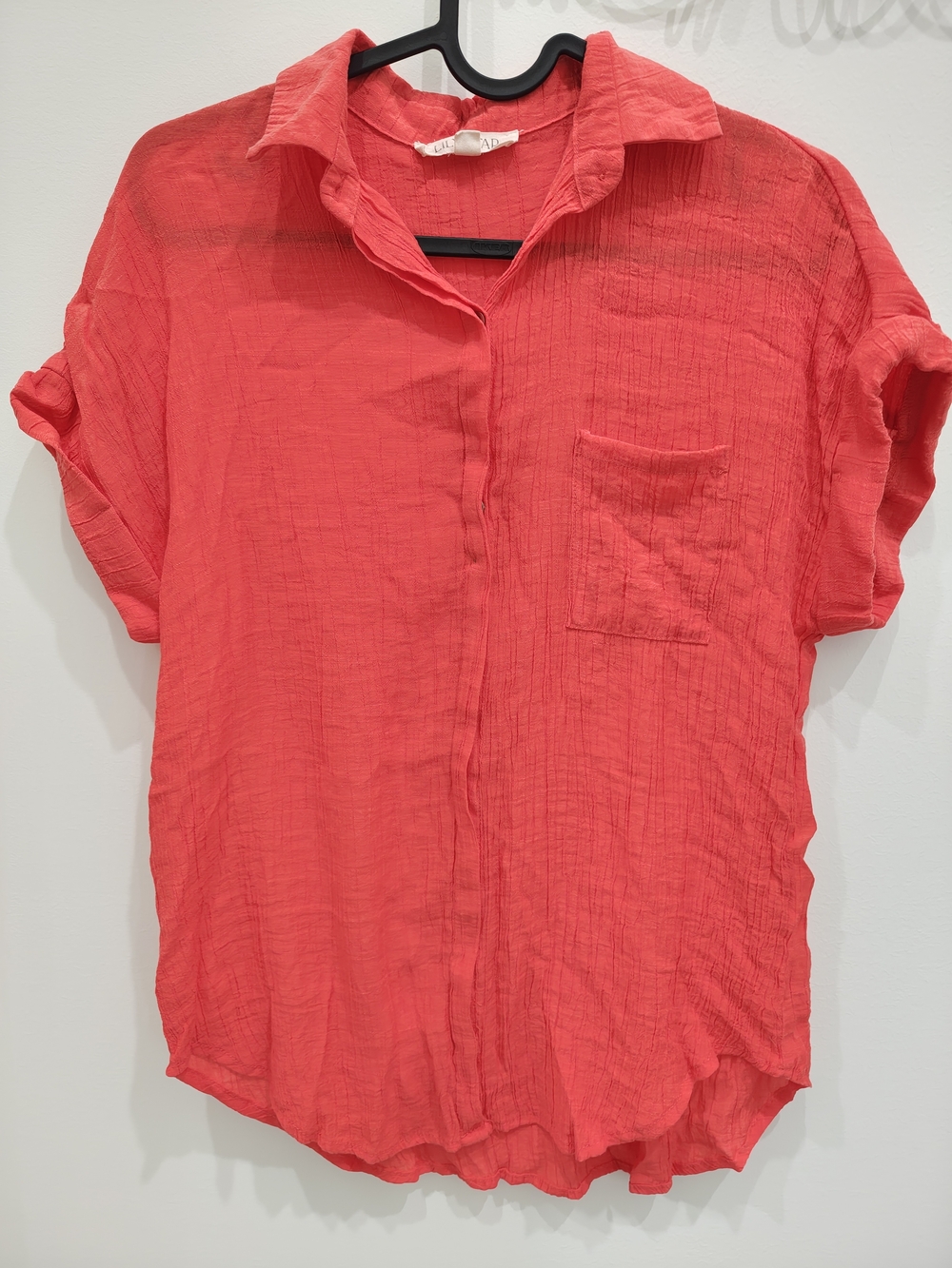 Lily Star Vibrant Coral-Red Button Front Top